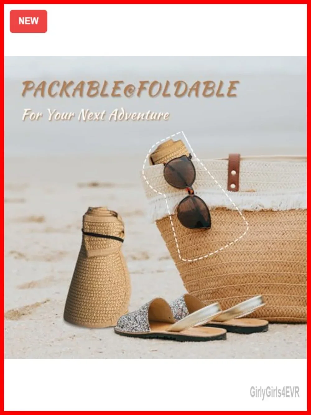 Wide Brim Straw Sun Visor Hat Foldable Ponytail Beach Hat